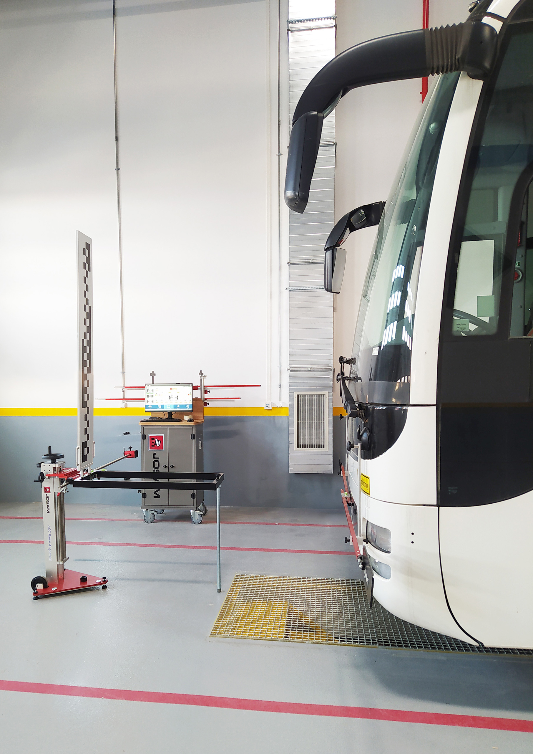 ADAS Calibration being performed on a bus