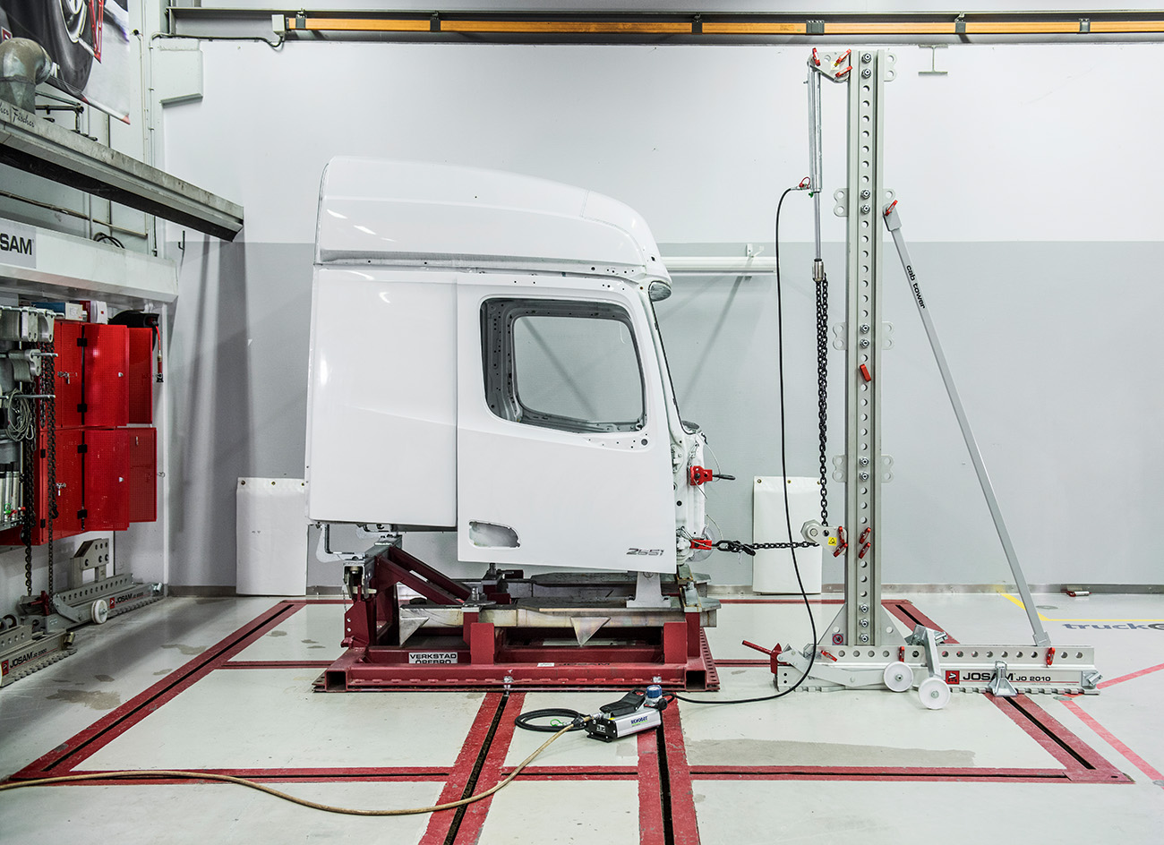 Truck Cab mounted on a JOSAM Cab Bench and Cab Tower