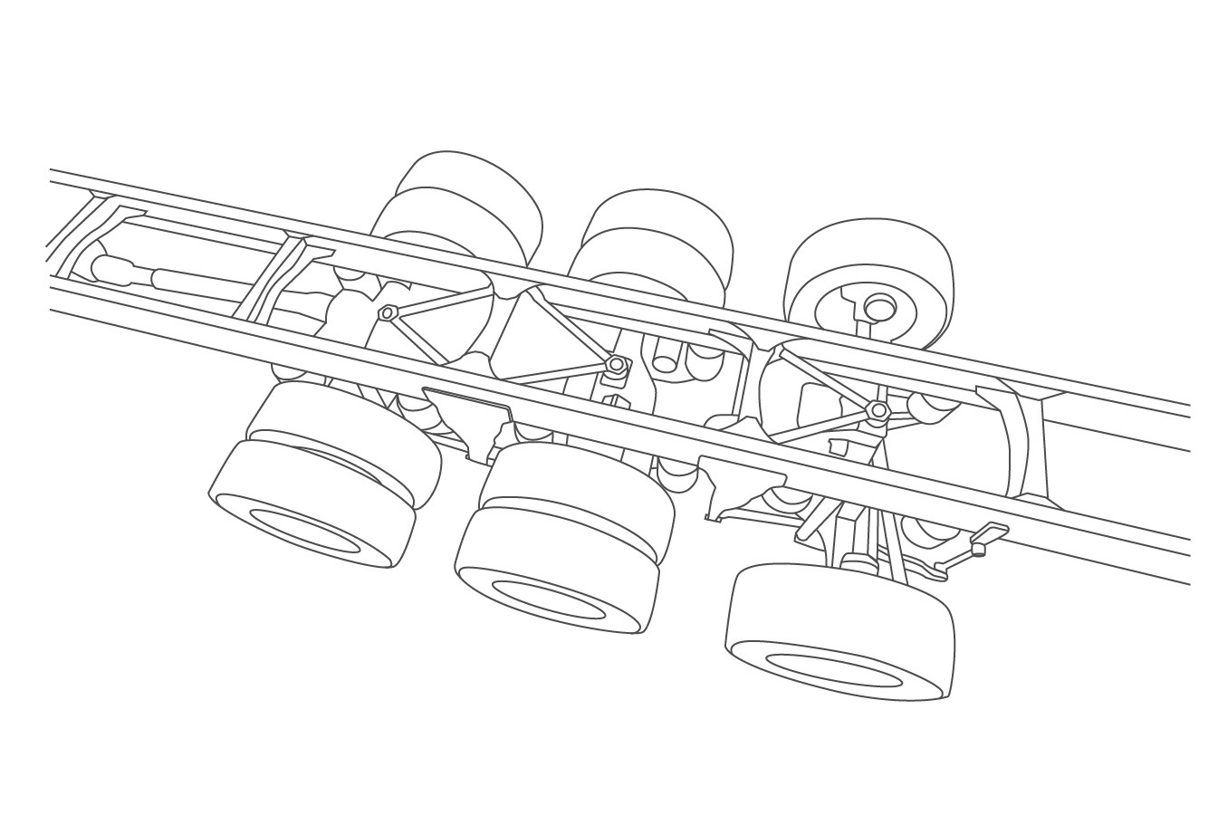 Line drawing of a truck frame