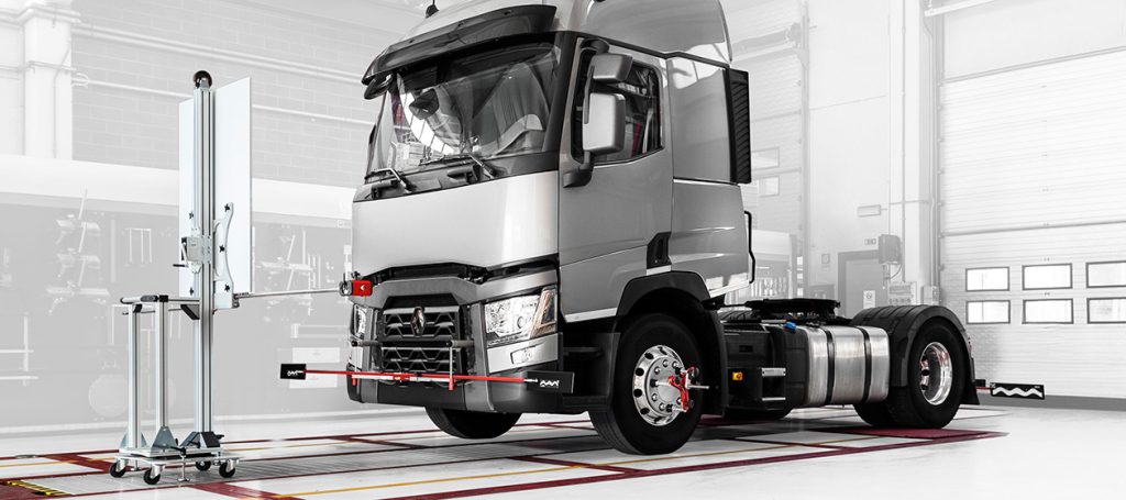 An ADAS calibration being done on a truck
