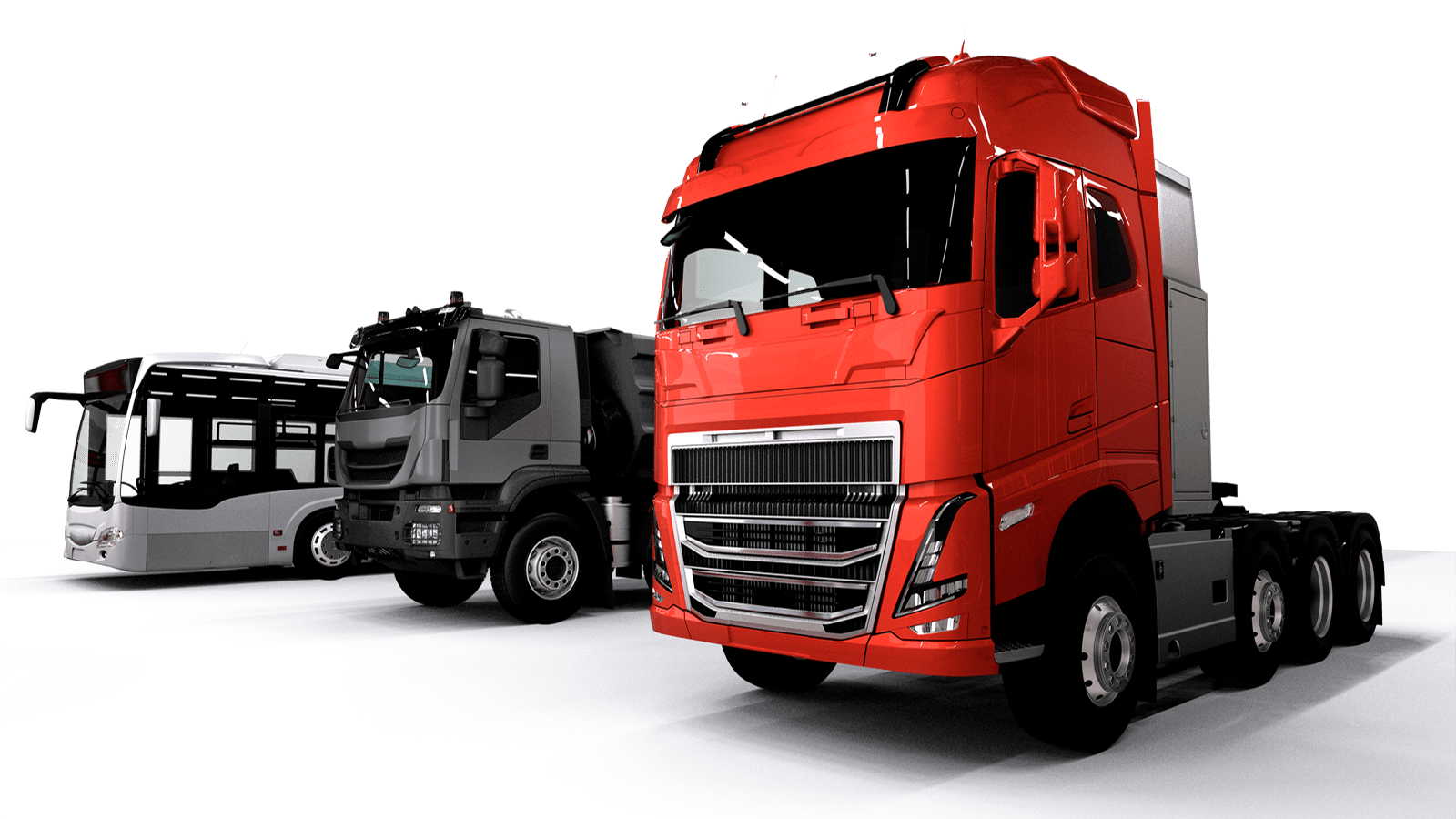 Three heavy-duty vehicles