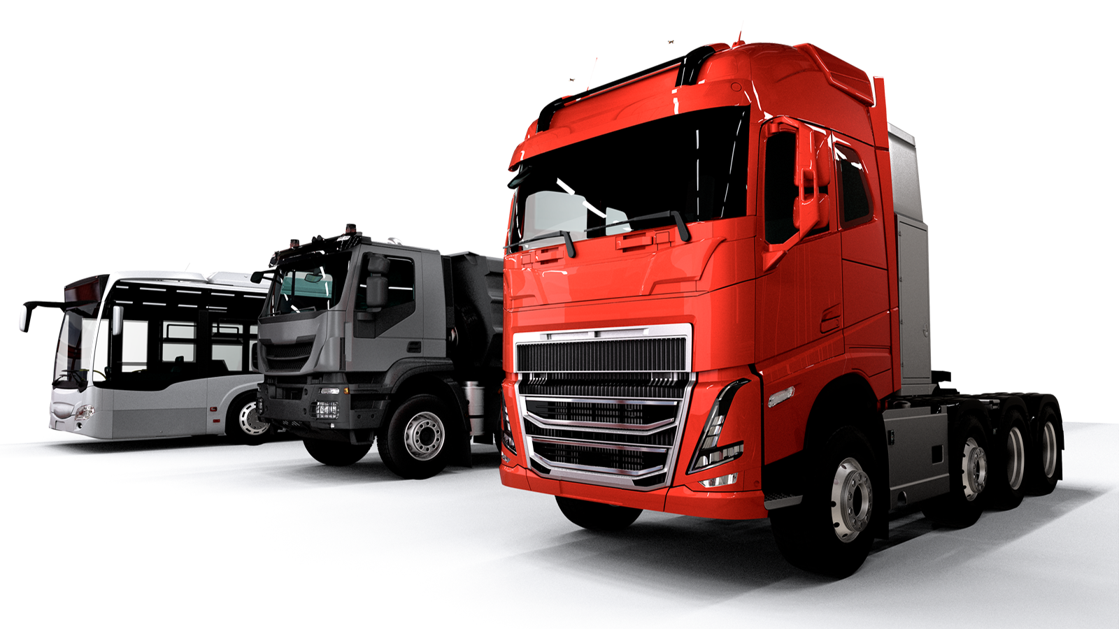 Three heavy-duty vehicles